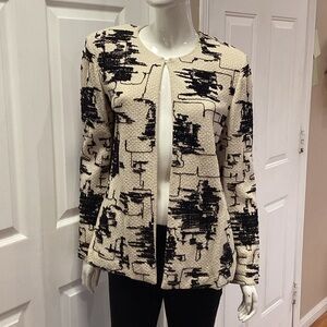 St. John Black and Cream Abstract Blazer